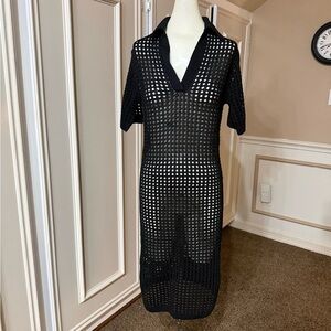 Black Crochet Knit Dress